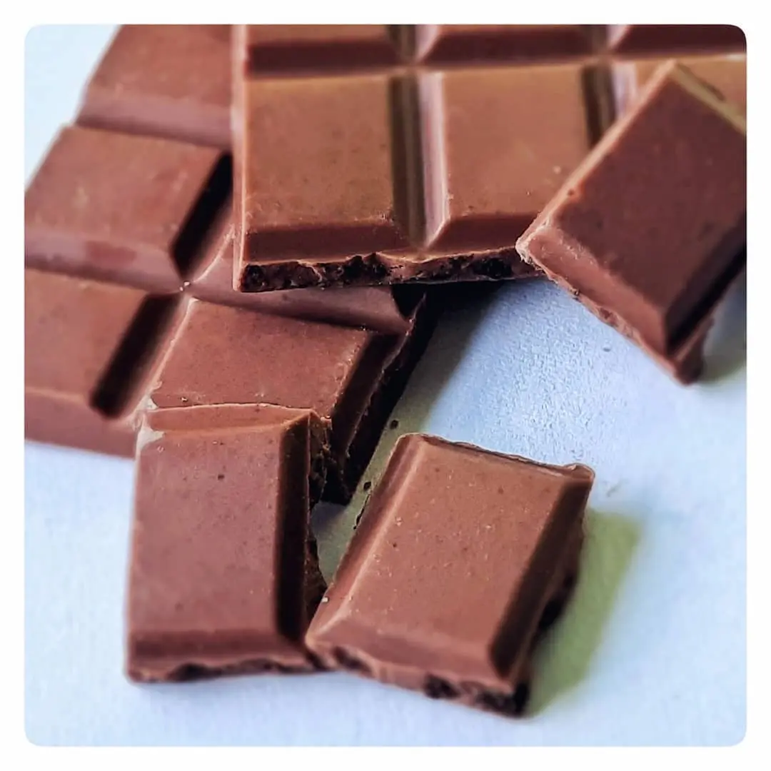 Hand-tempered chocolate squares
