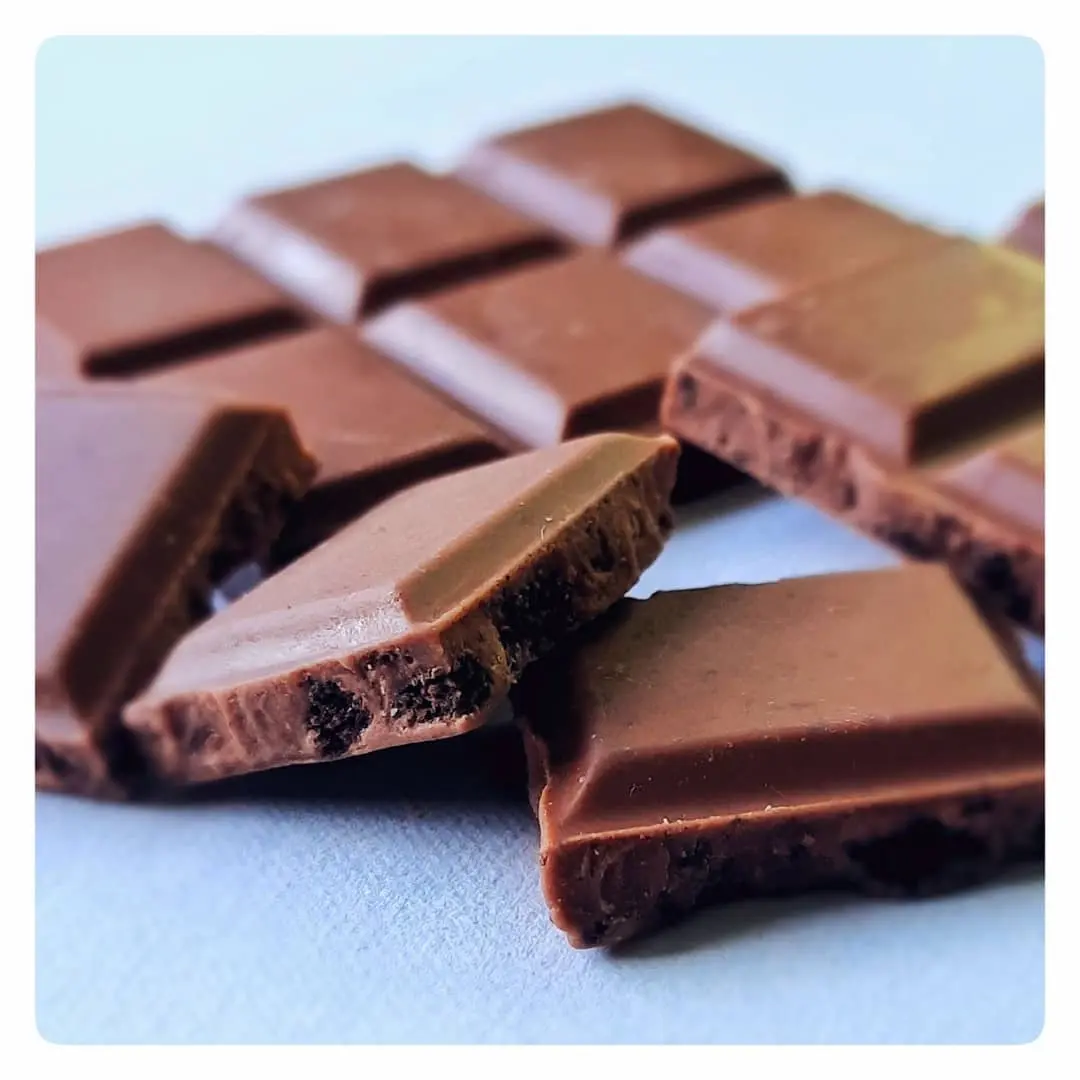 Hand-tempered chocolate squares
