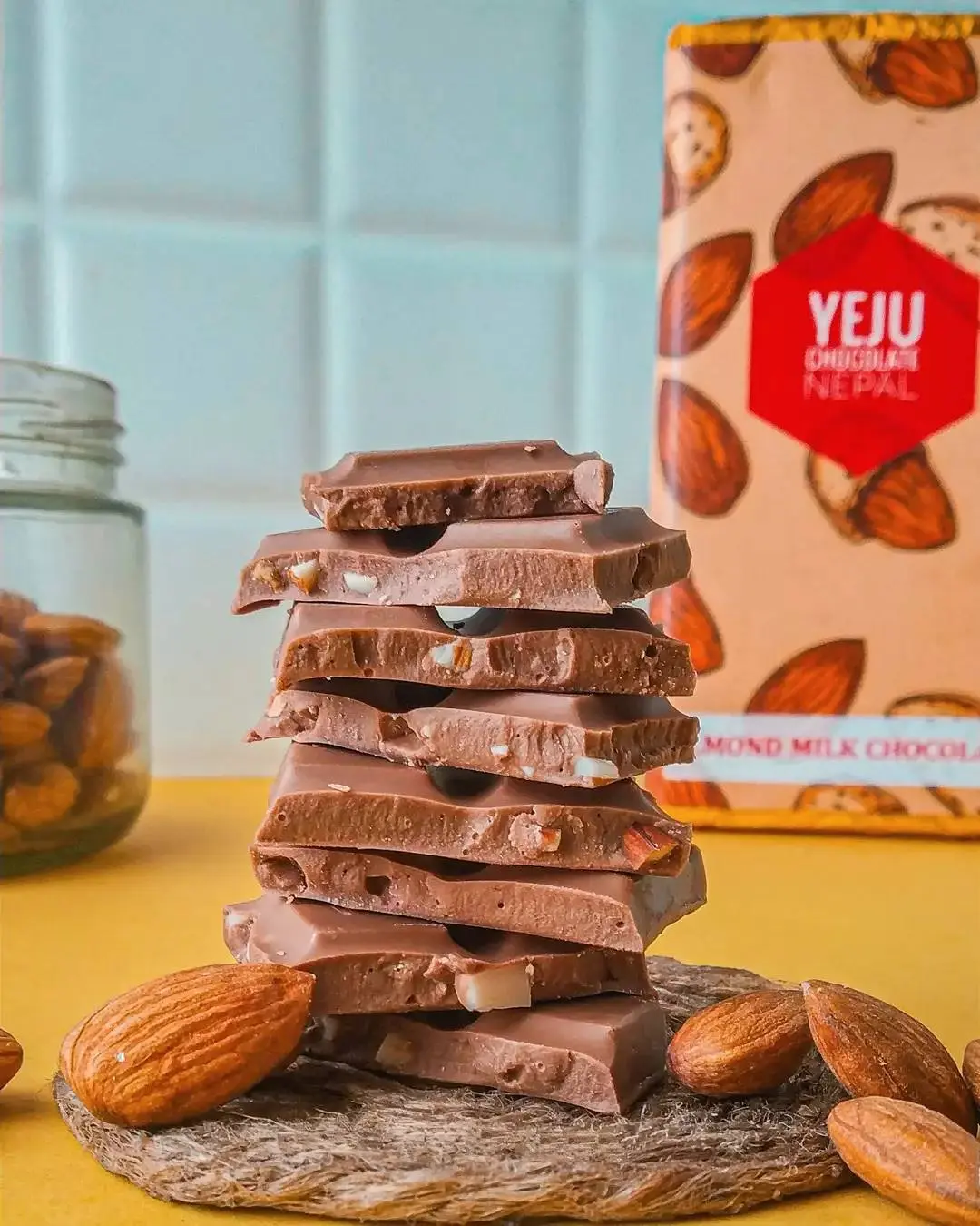 A stack of broken chocolate